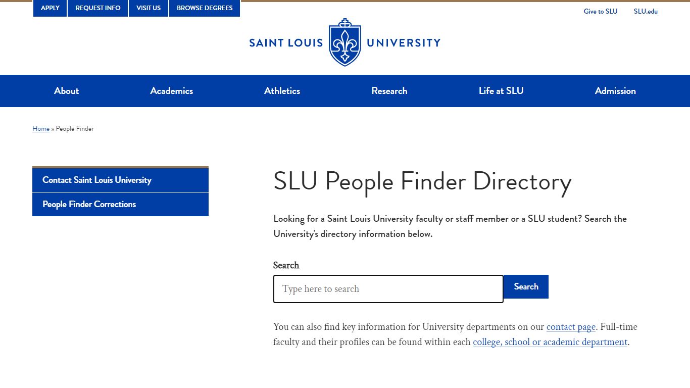 SLU People Finder Directory : SLU - Saint Louis University